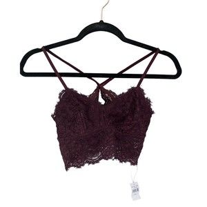 AERIE Bralette Bra Corset Lace Intimate Sexy Soft Maroon Burgundy Sz S, BNWT